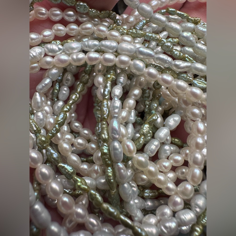 Three Stranded Fresh Water Rice Pearls - Picture 10 of 15